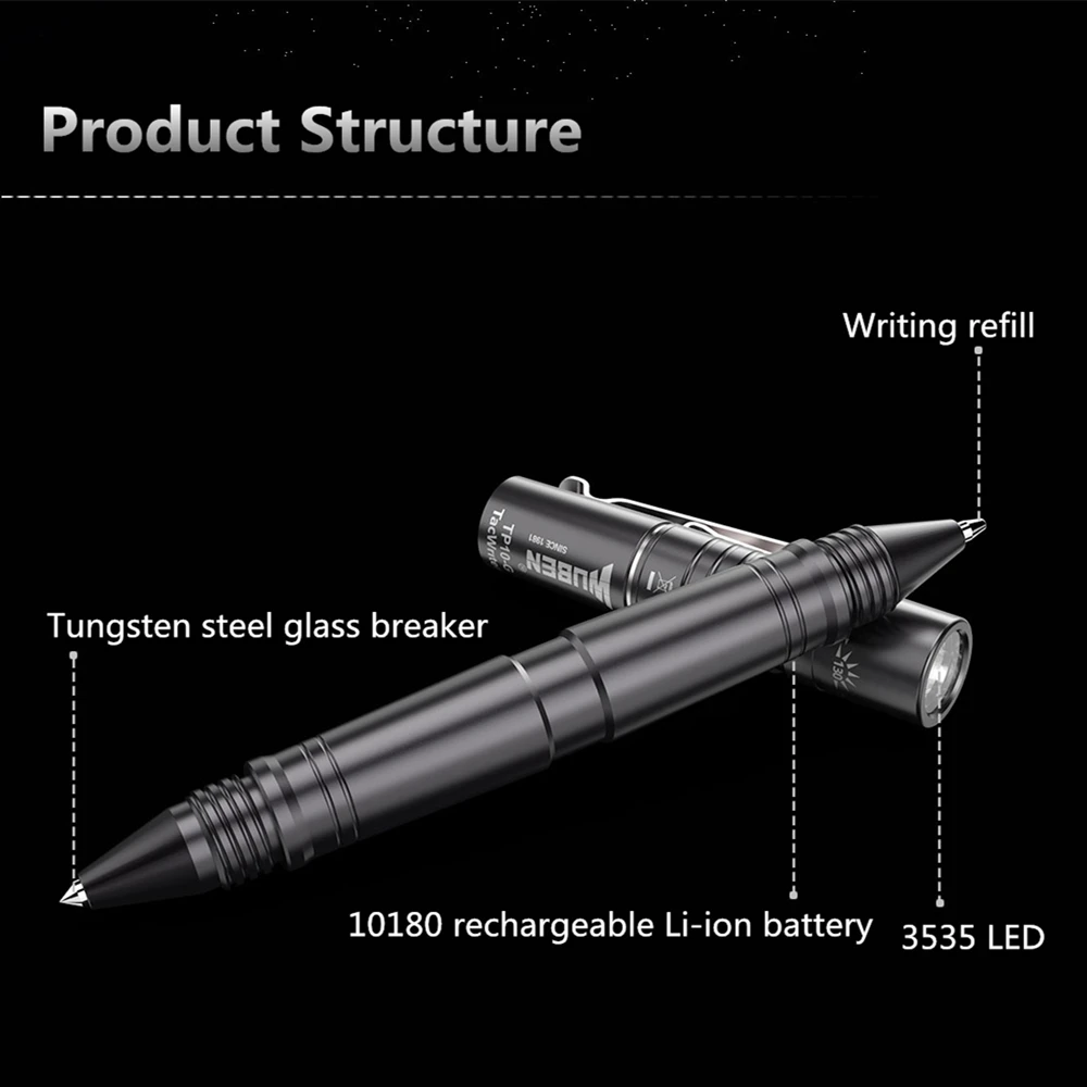 WUBEN тактический светодиодный фонарик перезаряжаемая USB ручка 130 лм IP68