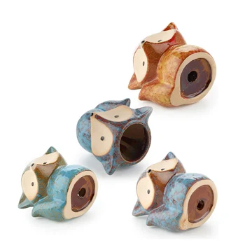 

Ceramic succulent flower pot fox shaped animal flower pot cute cactus flower pot with bamboo tray home office desktop decoration