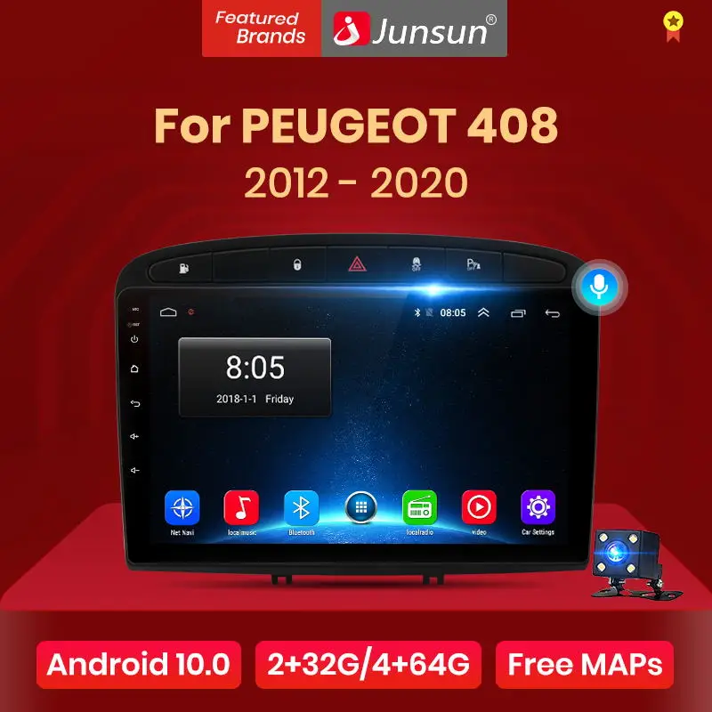 Junsun V1 pro 2G + 128G Android 10 для PEUGEOT 308 308S 408 2012 2020 автомобильный Радио мультимедийный