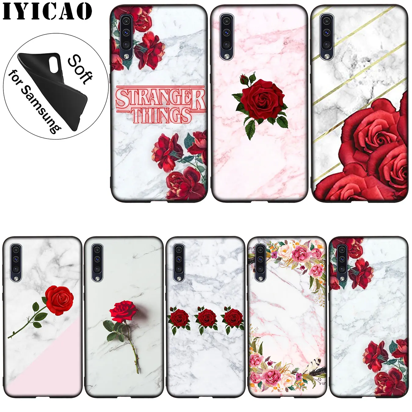 IYICAO Red Rose Power Girl Marble Soft Silicone Case for Samsung Galaxy A51 A71 A81 A91 A41 A21 A11 A01 M10 M20 M30 M40 Cover |