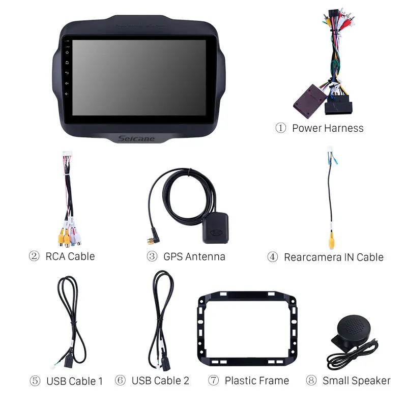 Top Seicane 2 DIN 9" Android 8.1/9.0 Car GPS Radio Stereo Head Unit Wifi Multimedia Player For 2016 Jeep Renegade Support Bluetooth 1