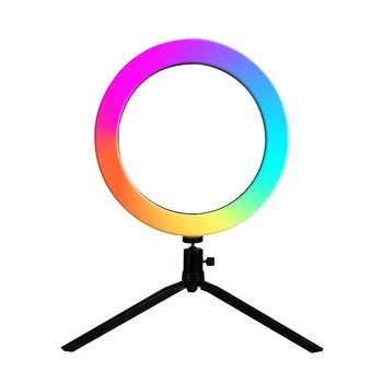 

26cm RGB Ring Light with Stand 6000K Remote Dimming Fill Light Selfie Ring Light for Smartphone Streaming Makeup