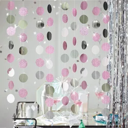 Elegant Paper Star Garland Banner for Celebrations and Events Decor (Round pink)