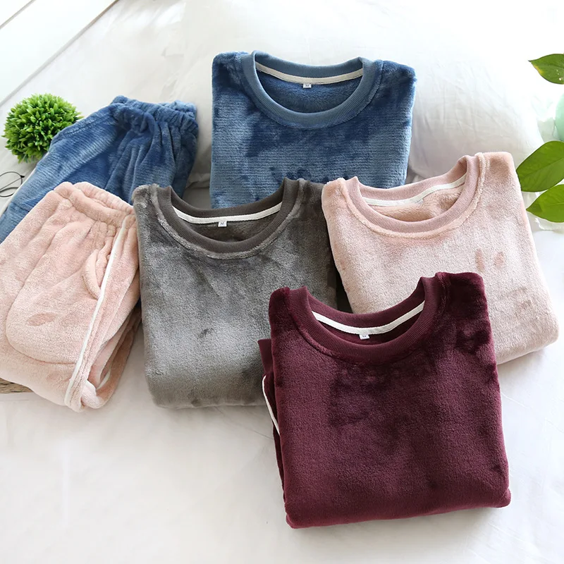 

Fdfklak Autumn Winter Thicken Coral Fleece Lovers Couple Pajamas Sets Women Sleepwear Long Sleeve Pyjamas Home Night Suits