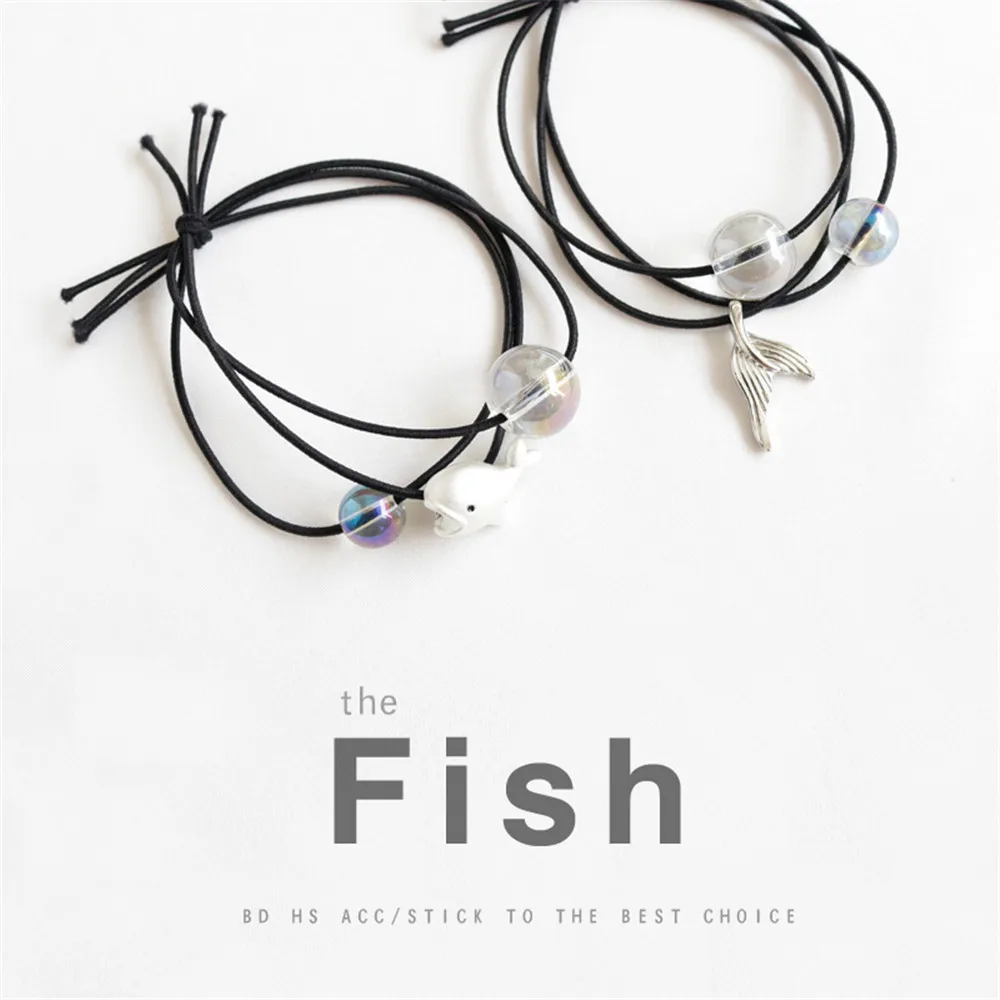 

Korean Cute Shell Starfish Fish Tail Whale Shape Head Hair Ring Rope Tie Hair Rubber Band Hair Rope Headdress New Arrival