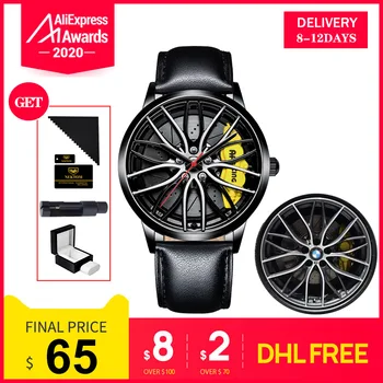 

NEKTOM Men Watch Super Car Wheel Men Watches Quartz Waterproof Sport Rim Hub Wheel Wristwatch Car Quartz Men's Watch Man Watches