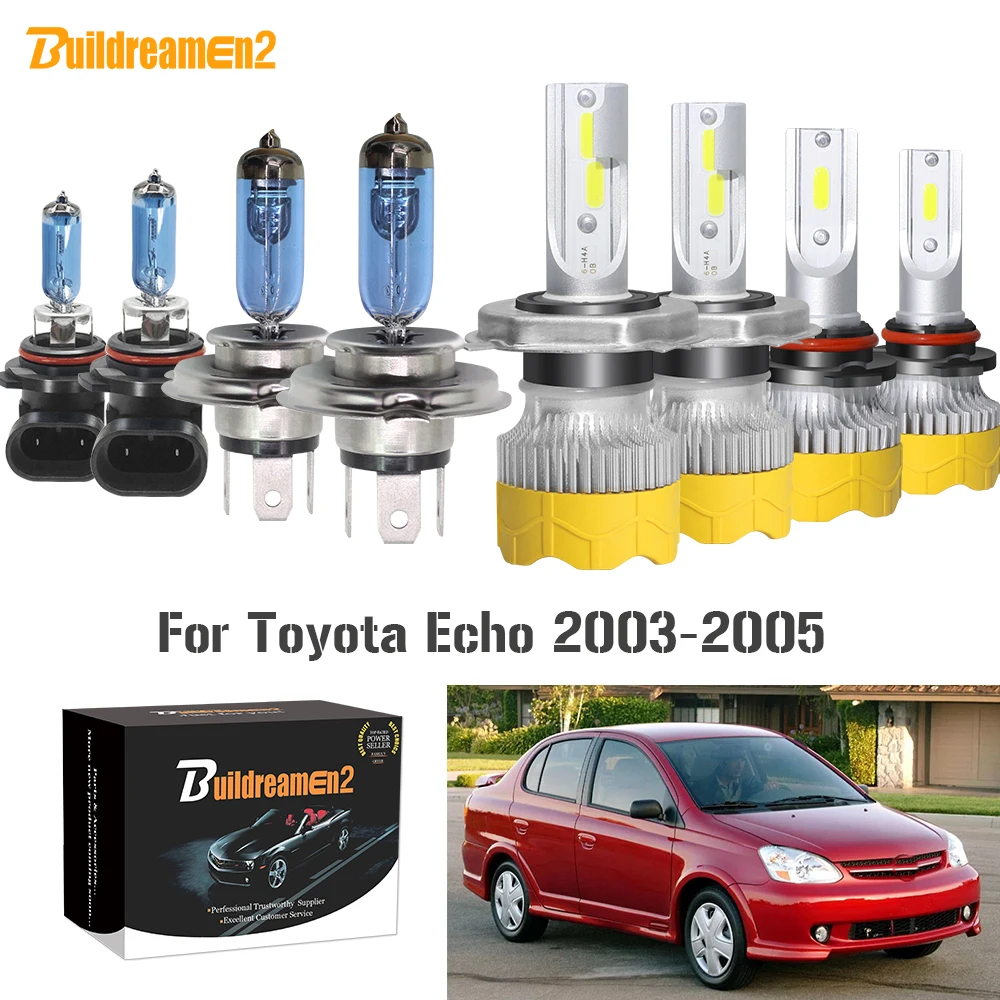 Buildreamen2 4 Pieces Car Headlight Hi/Lo Beam + Fog Light H4 9006 LED