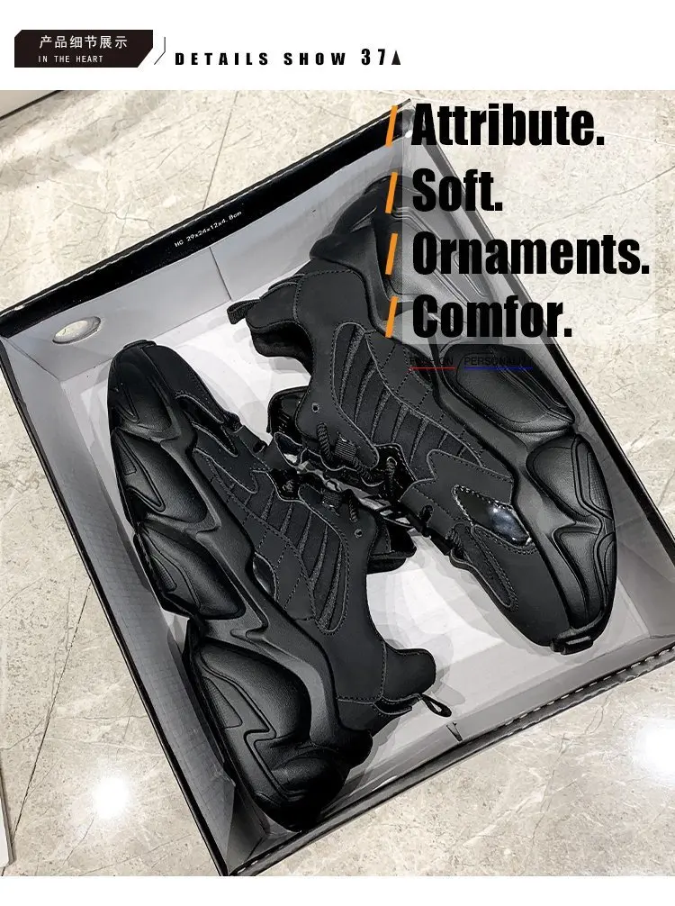 2022 Black Platform Sneakers Women Shoes Casual Lace Up Thick Sole Shoes Woman Beige Chunky Sneakers Leather Vulcanize Shoes