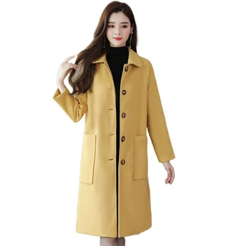 

Plus size Women Coats Autumn Winter Long Wool Coat Fashion Overcoat Office Ladies Single-breasted Casual Woolen Jackets 4XL 1120