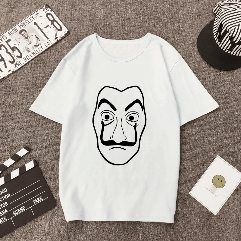 Летняя футболка Money Bad Guy House Of paper La Casa De Papel, модная повседневная футболка Dali Mask Casa, Готическая футболка, Женский Топ