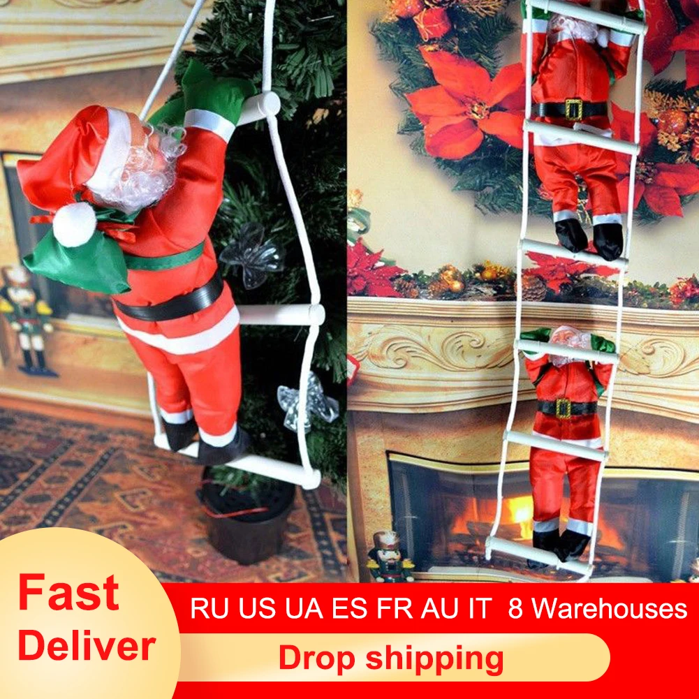 

Christmas Santa Claus Climbing Stairs On Rope Ladder Xmas Trees Hanging Home Decor Gift for Christmas Decorations