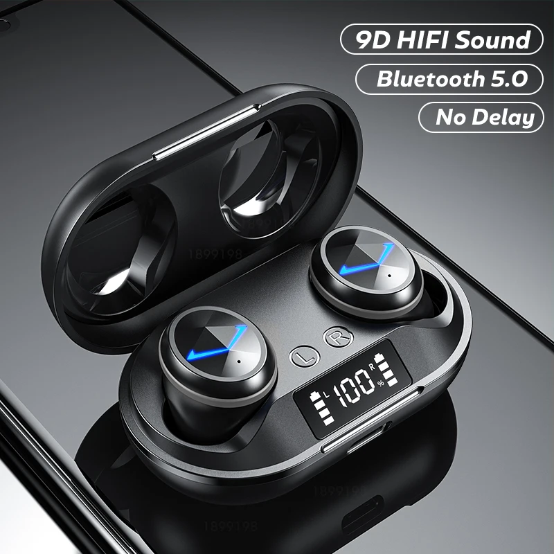 

TWS Bluetooth Earphones Wireless Headphone 9D HiFi Stereo No Delay Earbuds Sports Waterproof Headsets Wireless Earphone with Mic
