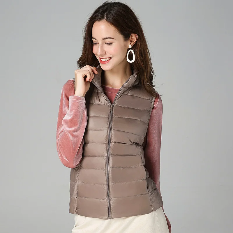Women Vests 2021 New Winter Ultra Light White Duck Down Vest Female Slim Sleeveless Jacket Women's Windproof Warm Waistcoat