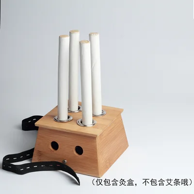 Бамбуковый Moxa Moxibustion Box массажные ролики держатель Акупунктура Релаксация шеи руки тела акупунктурный массаж Moxibuting терапевтическое устройство - Цвет: four holes