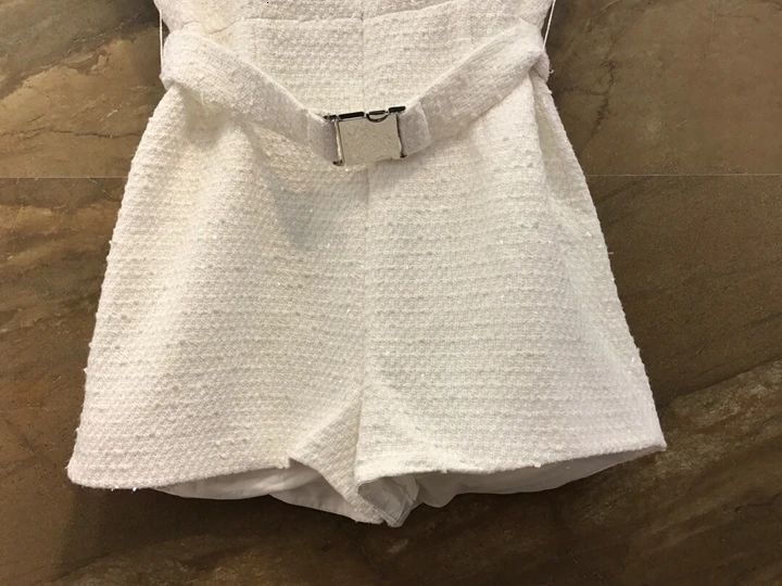 autumn early new female lapel buckle belt waist decorative short-sleeved solid color jumpsuit casual shorts 904