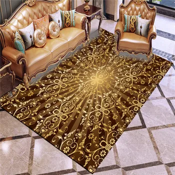 

European gold printing 3D Print tapetes,for adult yoga mat living room bedroom balcony decoratio machine washable antislip rug