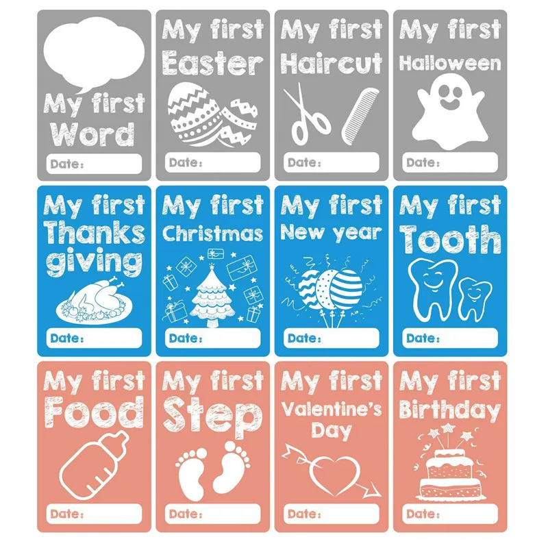 newborn studio New 12 Pcs Month Paper Card Baby Photography Milestone Memorial Monthly Newborn Kids Commemorative Card Number Photo Accessories Hand & Footprint Makers Baby Souvenirs