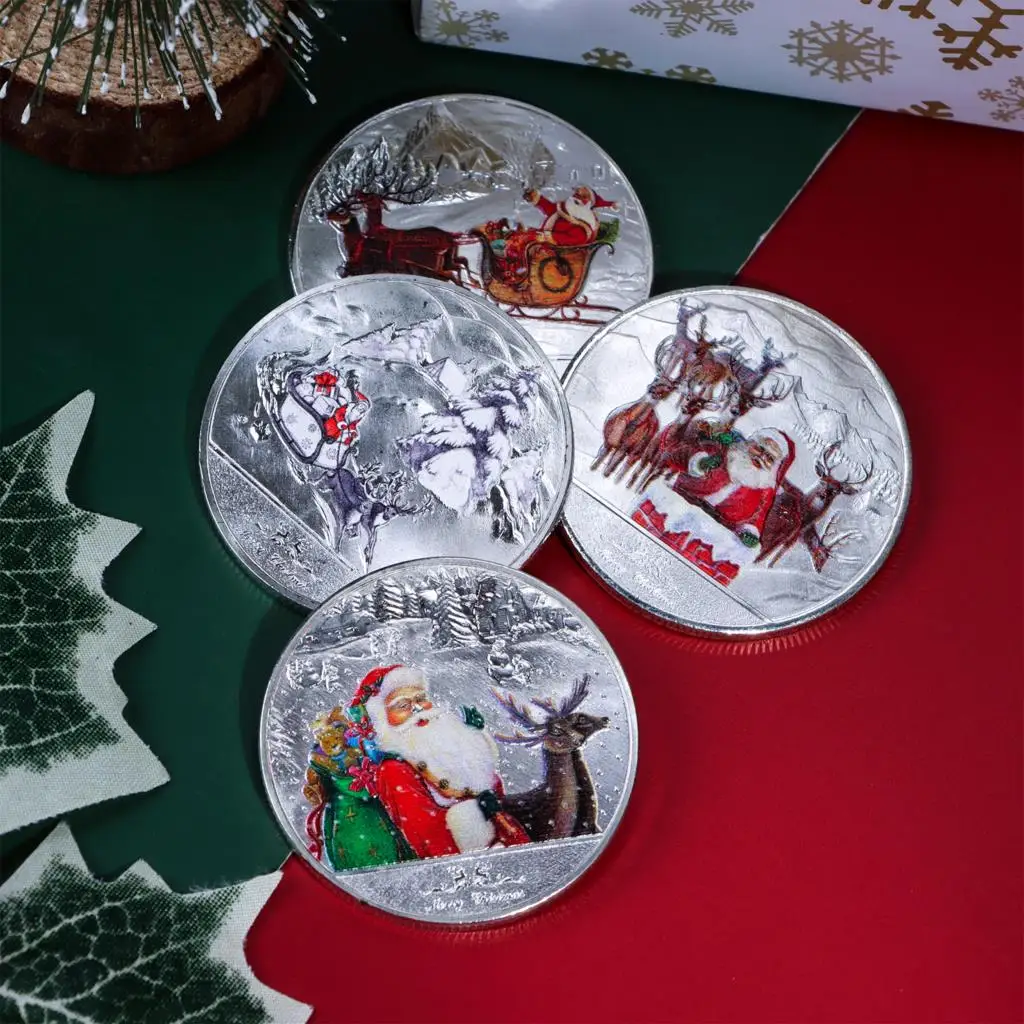 2021 Commemorative Coins Santa Claus Elk Medal Xmas Collectible Colorful Christmas | Дом и сад
