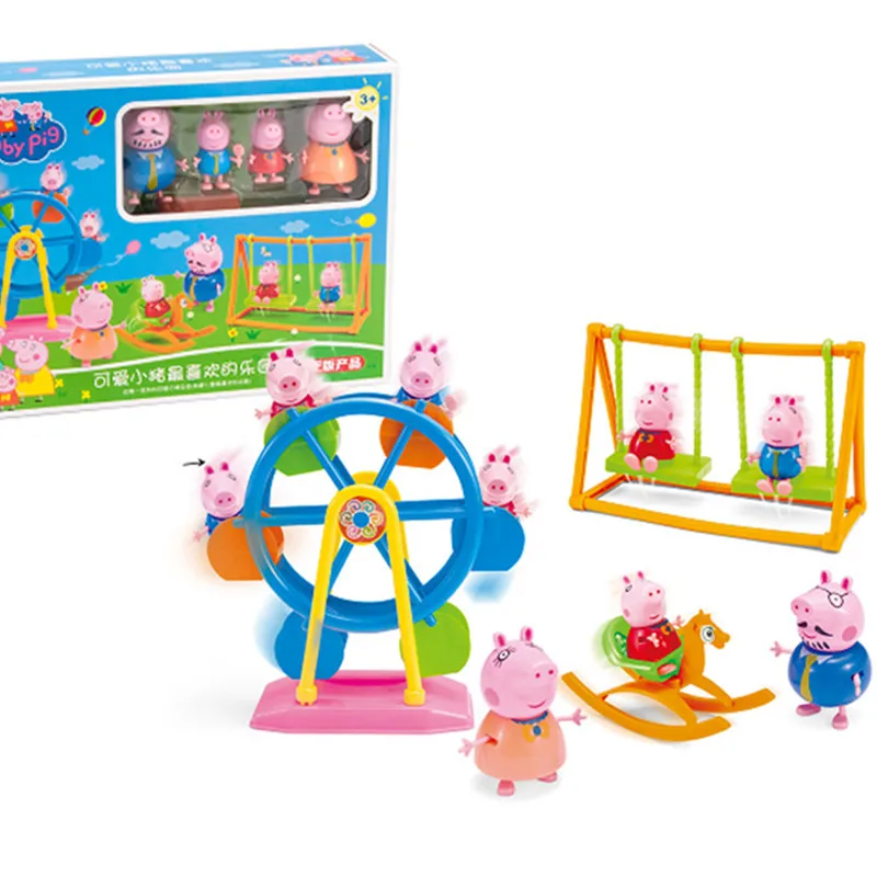 Peppa Pig pepa pig колесо обозрения Набор игровой дом качели Действующая модель из ПВХ куклы игрушки парк развлечений дети Свинка Пеппа подарок на