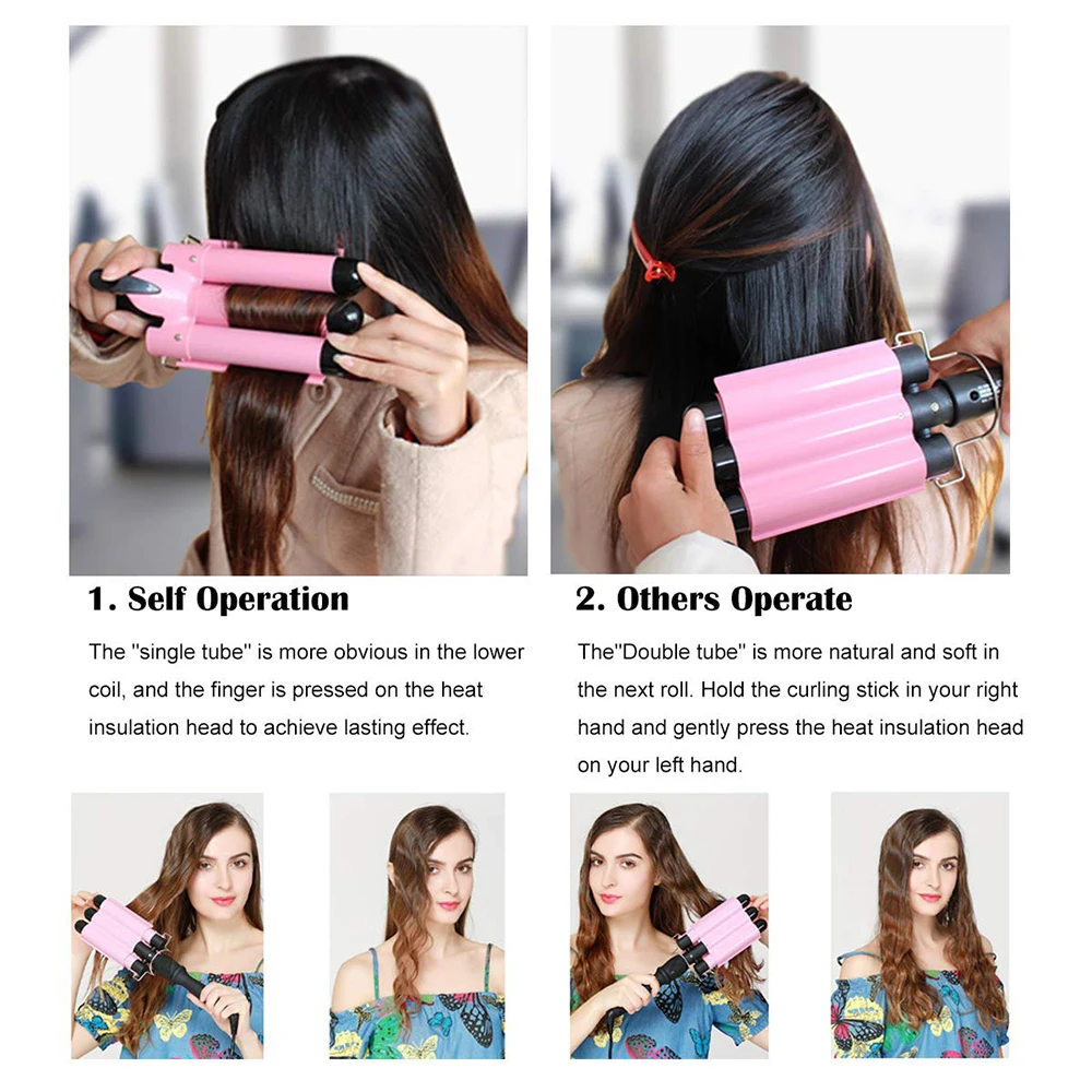 Ondulação do Cabelo Modelador de Cabelo Tambor Triplo Curling Ferro Onda Grande Ondulado Profissional Crimper Ondulação Tongs 3 Barris 13 do cabelo ondulado modelador de cabelo profissional