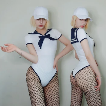 

Nightclub Ds Performance Clothes Gogo Collar Dance Suit Sexy Navy Suit One-Piece Party Group Dance Team Costume Bar Dj DT2660