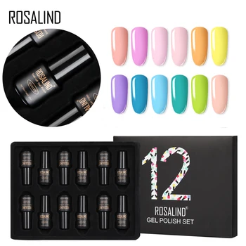 

ROSALIND Gel Nail Polish Set For Manicure Acrylic Nail Kit Gel Polish Hybrid Varnishes Semi Permanent Set 12PCS Soak Off UV Gel