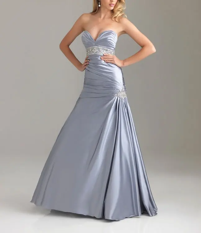 

Satin Fabirc Beading and Pleat 100% Handwork Strapless Graduation party prom gown sweetheart 2018 cheap bridesmaid dresses