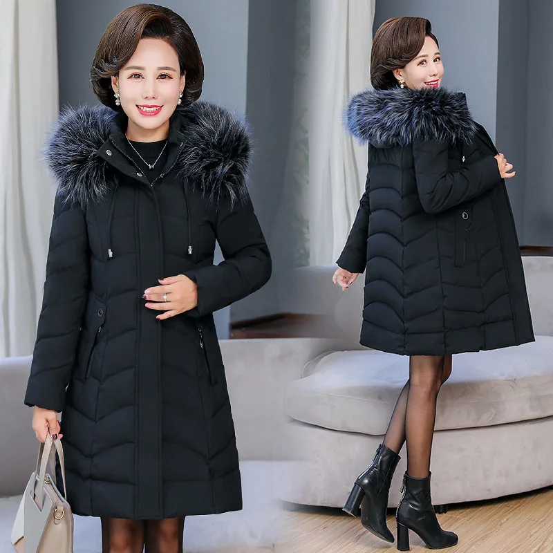 

Middle-aged Mom Winter Cotton Overcoat Thick Warm Western Style 2019 New Style Middle-aged WOMEN'S Apparels Mid-length Cotton Co