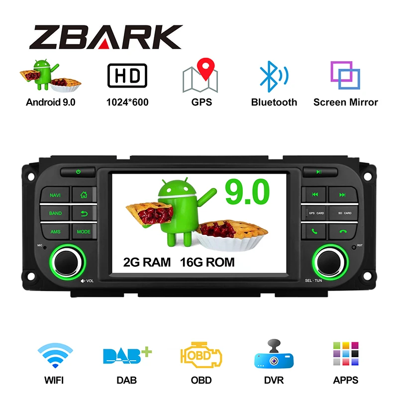 

5" Android 9.0 Car Radio Stereo Player for JEEP Grand Cherokee Liberty Wrangler for Chrysler for Dodge GPS Navigation YHJPMTK01