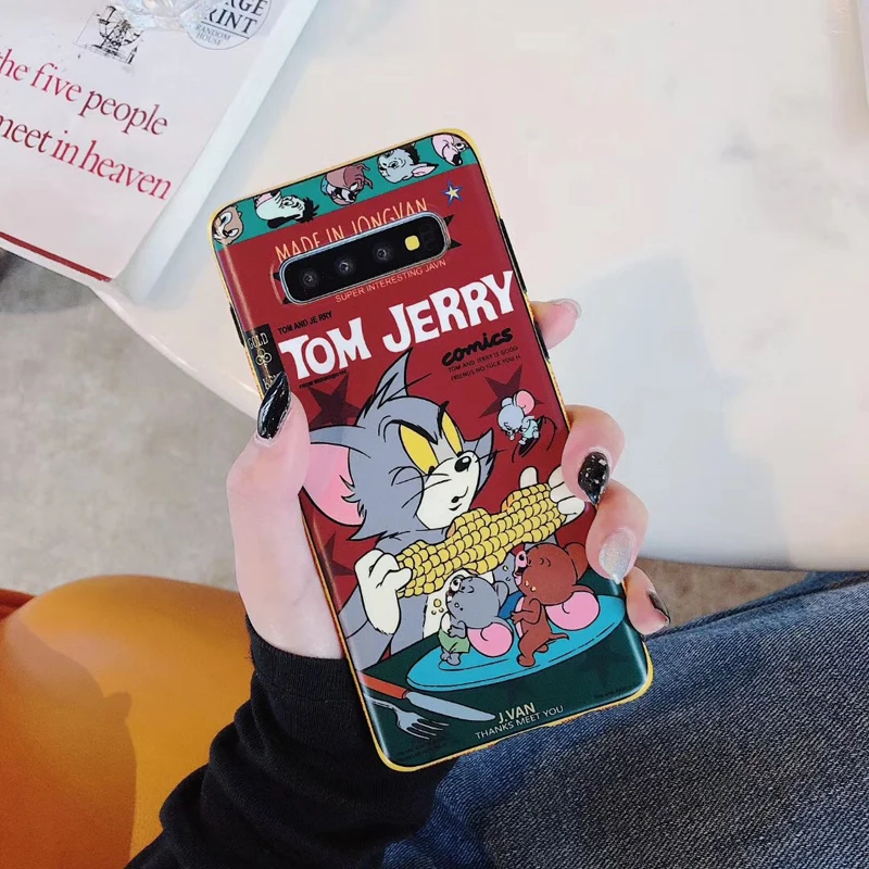 

Funny Cute Cartoon Tom Jerry Phone Case For Samsung S8 S8P S9 S9P S10 S10P Note8 Note9 Soft Silicon TPU Back Cover Coque Capa