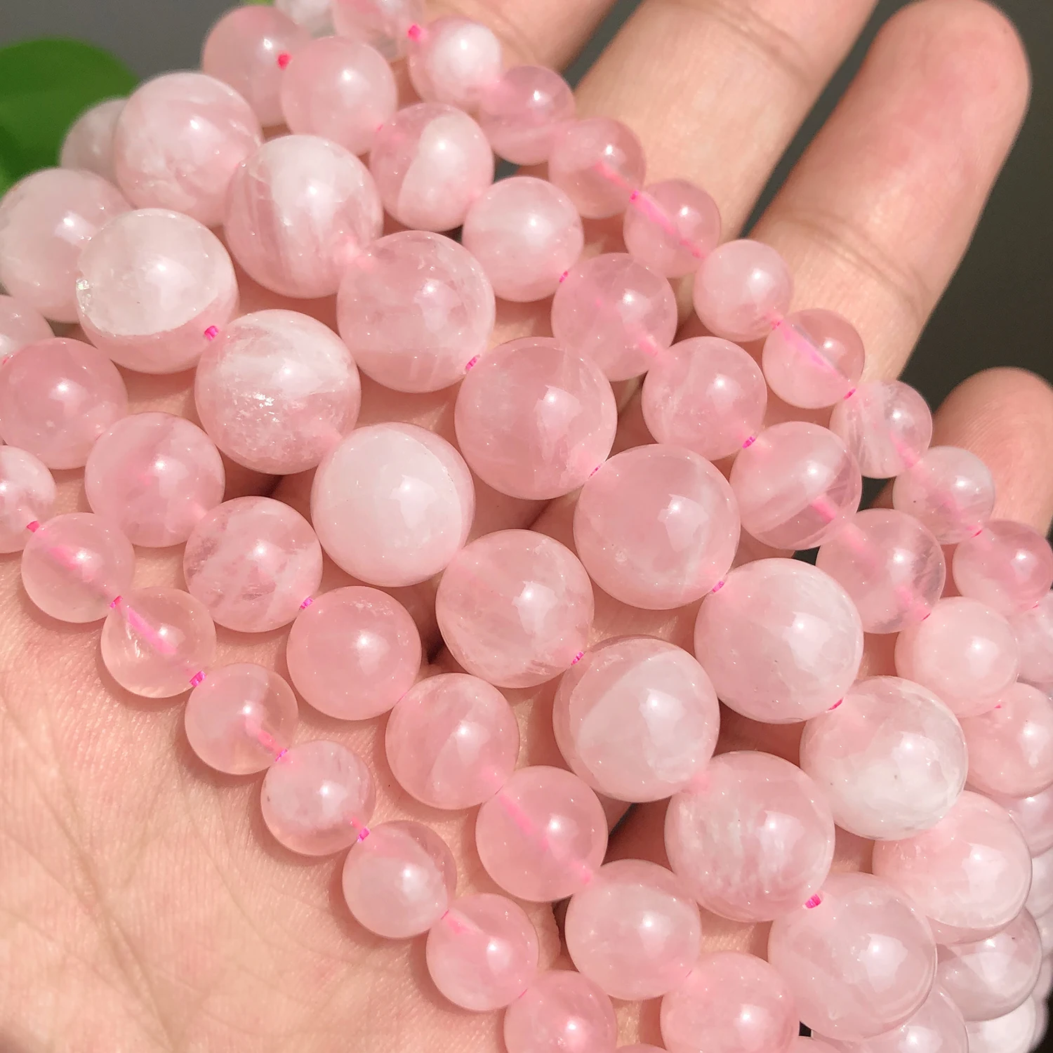 Rose Quartz Natural Faceted Gemstone Loose Round Crystal Wholesale DIY Jewelry 