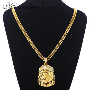 2020 cross-border supply large fashion hip hop Jesus necklace men’s gold necklace wholesale