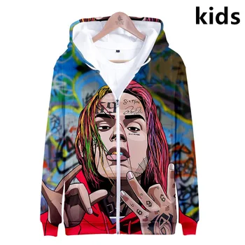 

3 To 14 Years Kids Hoodie Rapper 6IX9INE 3D Hoodies Sweatshirt Boys Girls Long Sleeve Hip Hop Cartoon Jacket Children Clothes