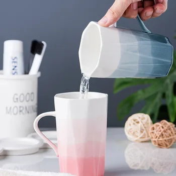 

Gradient Ceramic Wash Cup Couple Set Toothbrush Cup Pair of Household Toothbrush Cylinder Three-piece Home Bathroom Accessories