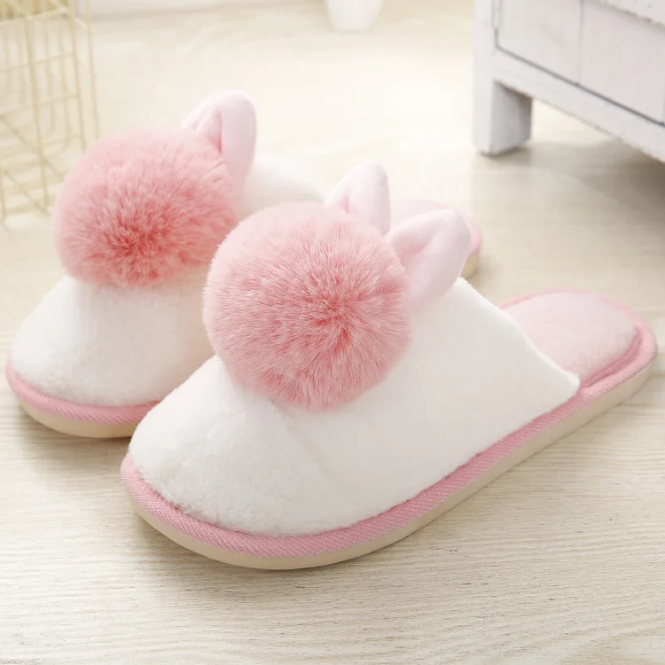 Zhen zhou/обувь; коллекция года; женские домашние тапочки; Домашние зимние теплые хлопковые тапочки; женские домашние тапочки с героями мультфильмов - Цвет: pink