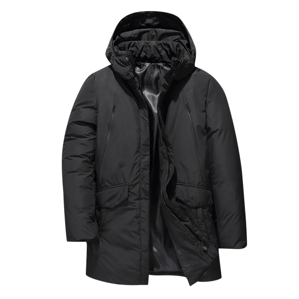 BK Fashion Men's Autumn Winter Casual Pocket Button Down Jacket Top Coat Cotton Warm Hooded Men's Jacket Coat chaqueta hombre 10.21 - Цвет: BK