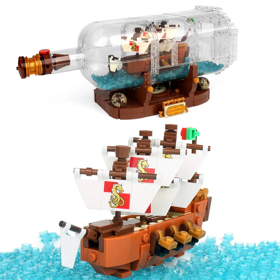 1078Pcs Minecrafted Onepiece Boat In The Bottle Building Blocks Compatible Legoed City Pirate Ship Interactive Toys For Children