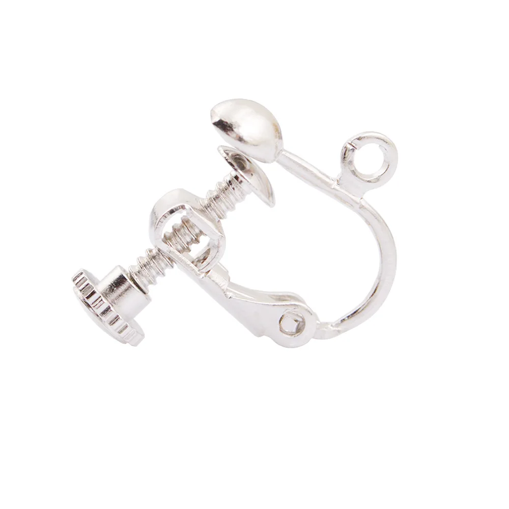 10pcs silver 10 шт. латунный винт ушной зажим не-пирсинг серьги конвертер с петлей пластиковые серьги колодки серьги ювелирных изделий компонент - Цвет: 10pcs silver