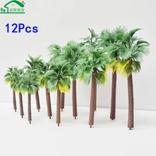 12Pcs/Lot Architectural N Scale Model Trees Train Railway Model Scenery Layouts Miniature HO Small Palm Tree Green Metrails