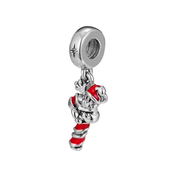 

Santa Mickeys Candy Cane Charm Authentic 925 Silver Jewelry Fits Beads Bracelets & Necklaces DIY Fashion Female Jewelry Charm