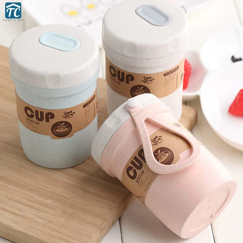 cheap Wheat Straw Soup Box Lunch Box Breakfast Porridge Cup Portable Breathable Sealed Soup Cans Microwave Bento Boxes Container