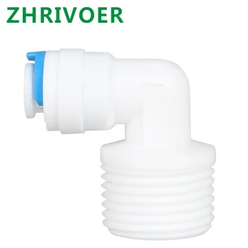 

OD Hose 1/4" 3/8" 1/2" BSP Male Reverse Osmosis System Plastic Pipe Connector RO Water Elbow Quick Coupling Fitting 1/4" 3/8"
