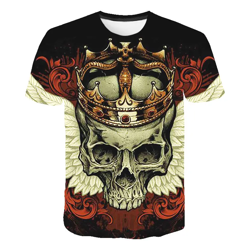 New Skull T Shirt Men Women 3D Print Fire Skull T-shirt Short Sleeve Hip-Hop Tees Summer Tops Cool t shirt Halloween Shirt - Цвет: 5224