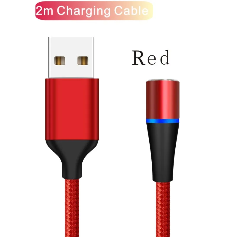 Магнитный USB кабель для Iphone TYPE-C Micro USB 3A Быстрая зарядка линии передачи данных для huawei/Xiaomi/samsung/Android/IOS - Color: Red 2m