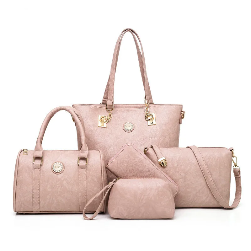 

5pcs/set Composite Bags Women Vintage PU Leather Shoulder Bag for Women 2019 Handbags Ladies Clutch Wallet Luxury Crossbody Bag