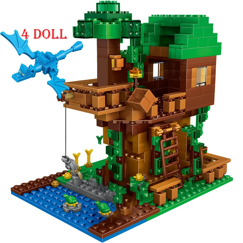 

Building legoINGlys Blocks Cave Light My Worlds Village Warhorse City Tree House With Elevator Bricks Toys Children Gift