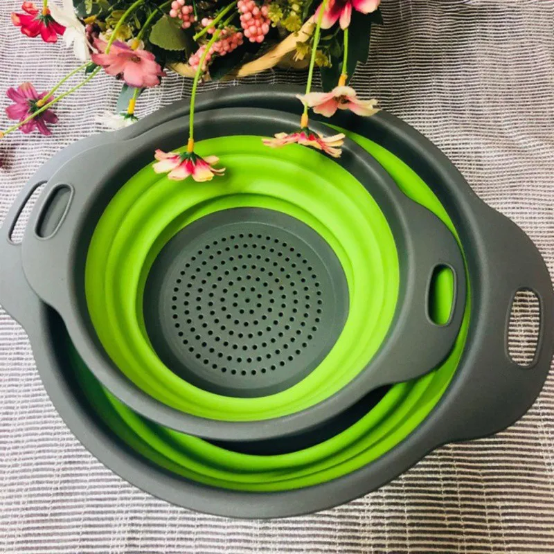 Household Kitchen Tool Creative Round Drain Basket Foldable Sink Storage Rack Scalable drain basket foldable