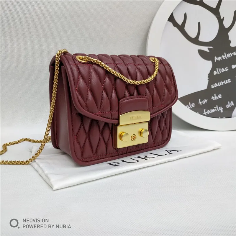 Высокое качество бордовый красный цвет Furla Сумки, Новые поступления оригинальные FURLA женские сумки Размер 17 см x 14 см x 7 см горячая распродажа
