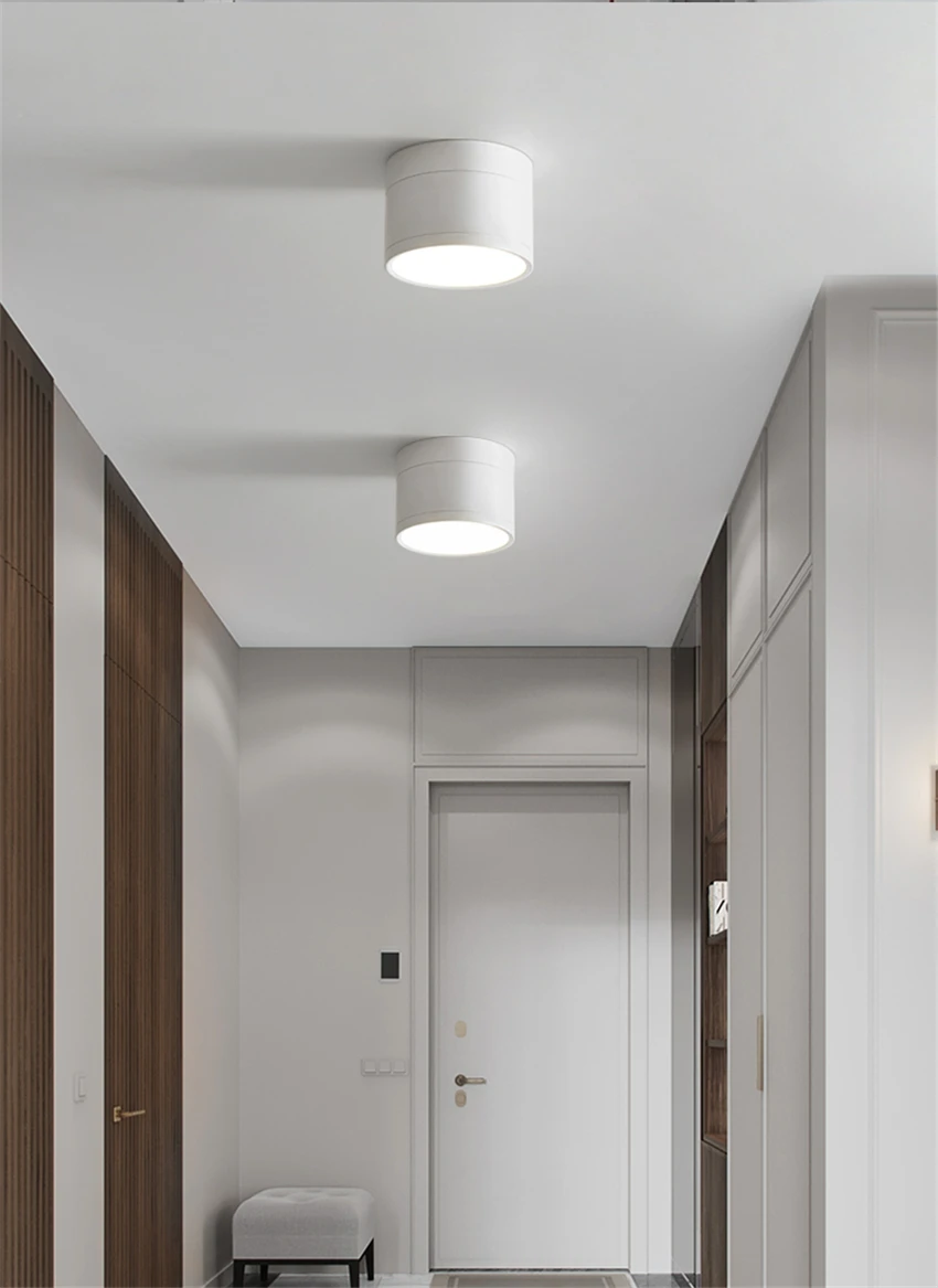 Luzes de Teto do Quarto Nordic Cilíndrico Preto Branco Moderna Banheiro Corredor Único Alumínio Lâmpadas Teto Luminárias Luz 3 do quarto luz moderna banheiro corredor único