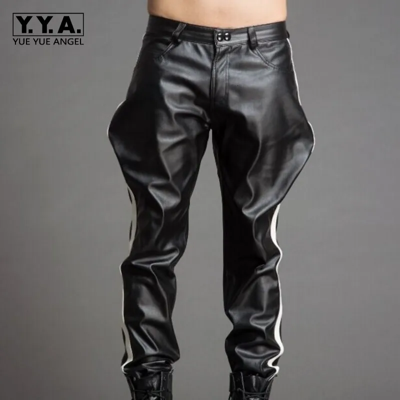 Hoge Kwaliteit Luxe Mens Broek Zwart Pu Lederen Mannelijke Broek Casual Loose Fit Broek Streetwear Motorfiets Broek Plus Size Hoge Kwaliteit Luxe Mens Broek Zwart Pu Lederen Mannelijke Broek Casual Loose Fit Broek Streetwear Motorfiets Broek Plus Size